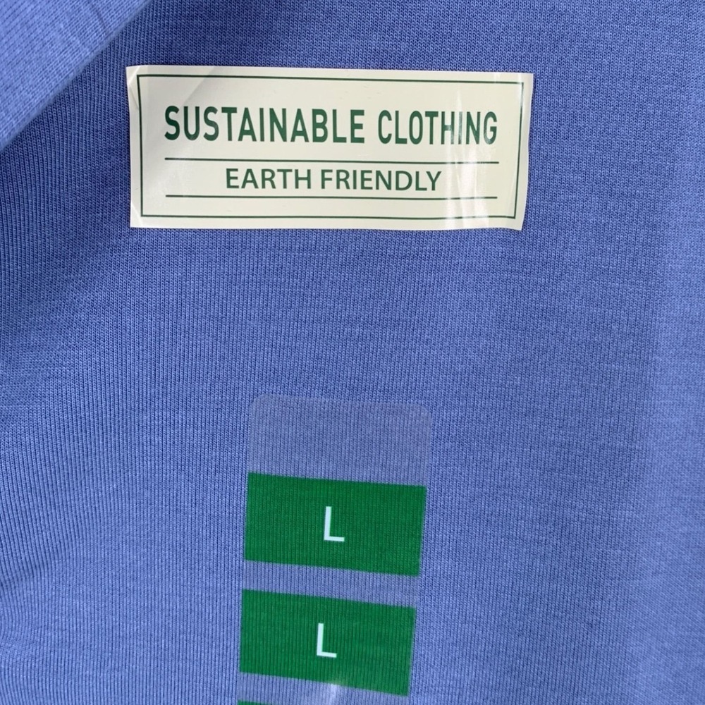 Earth Yoga L Blue Polo Sweatshirt EcoVero Relaxed Sustainable NWT - Picture 7 of 8